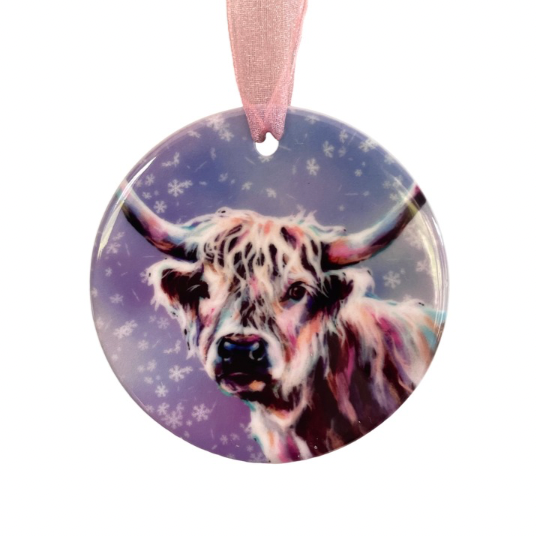 Highland Cow Ceramic Christmas Decoration