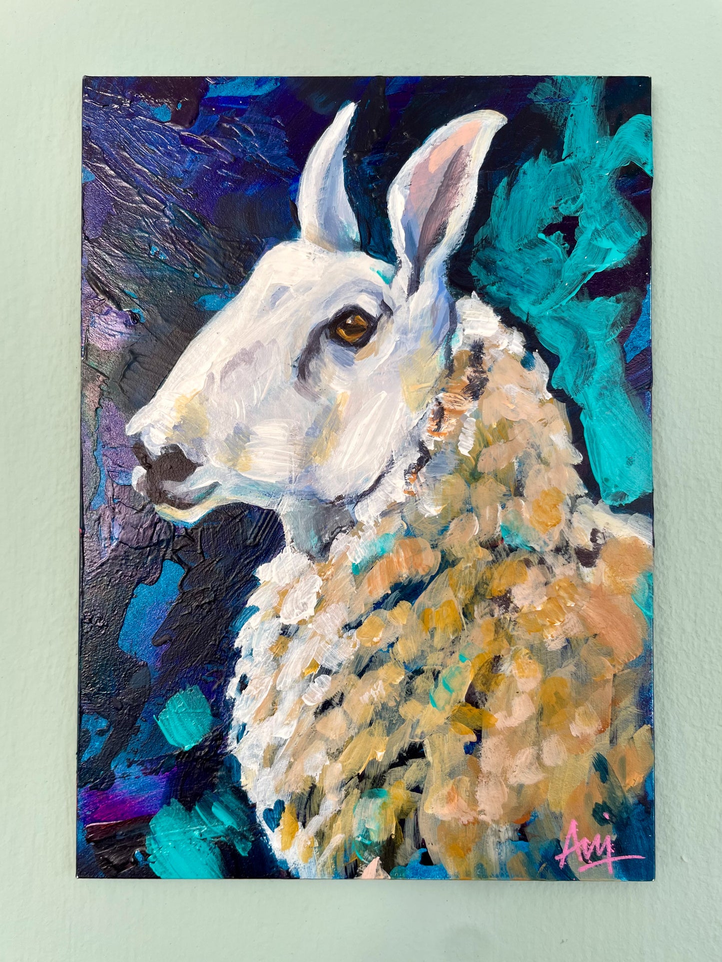 Border Leicester - Original Acrylic Sheep Painting