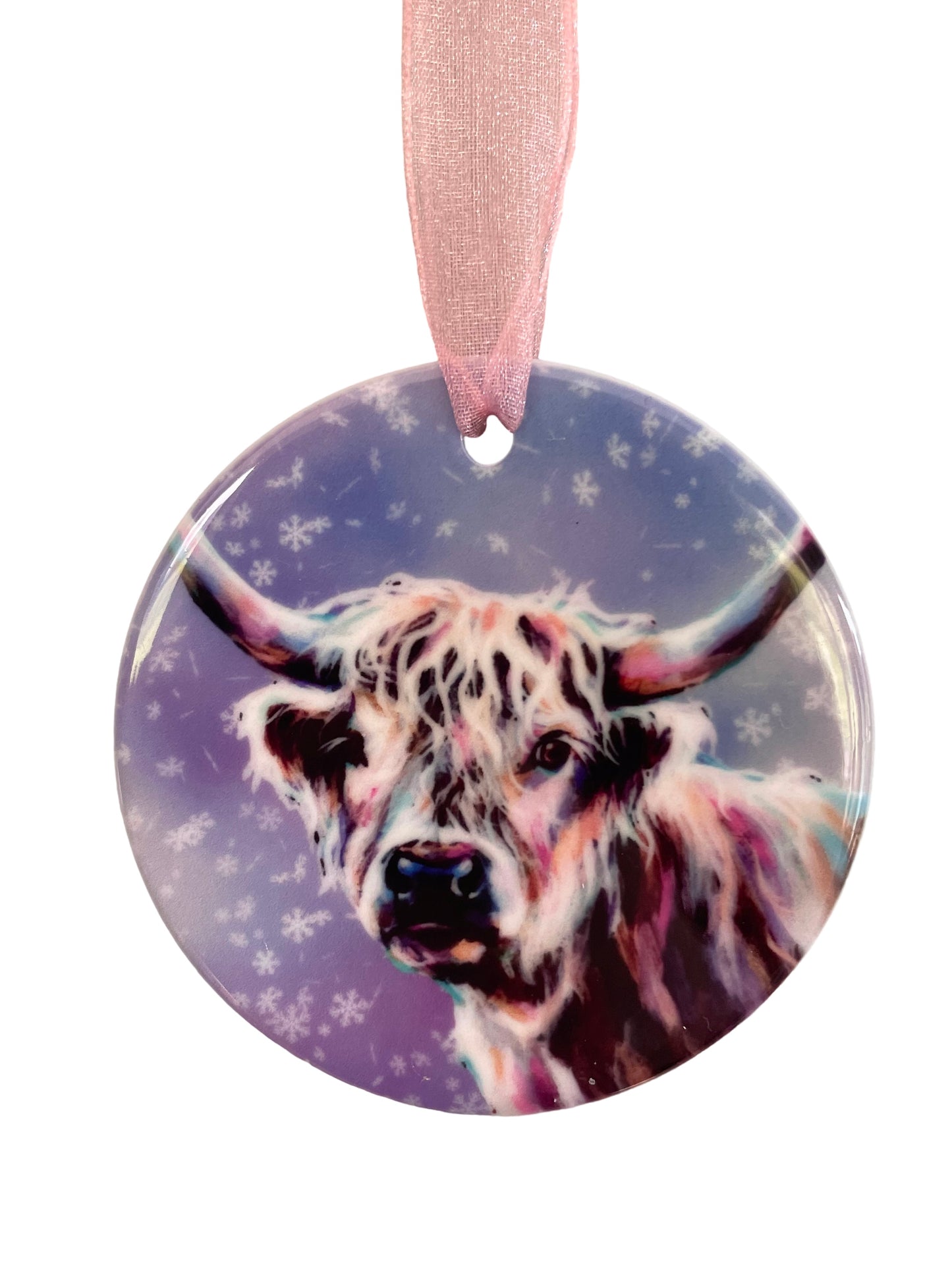 Highland Cow Ceramic Christmas Decoration