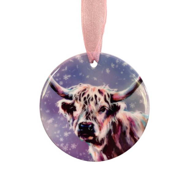 Highland Cow Ceramic Christmas Decoration