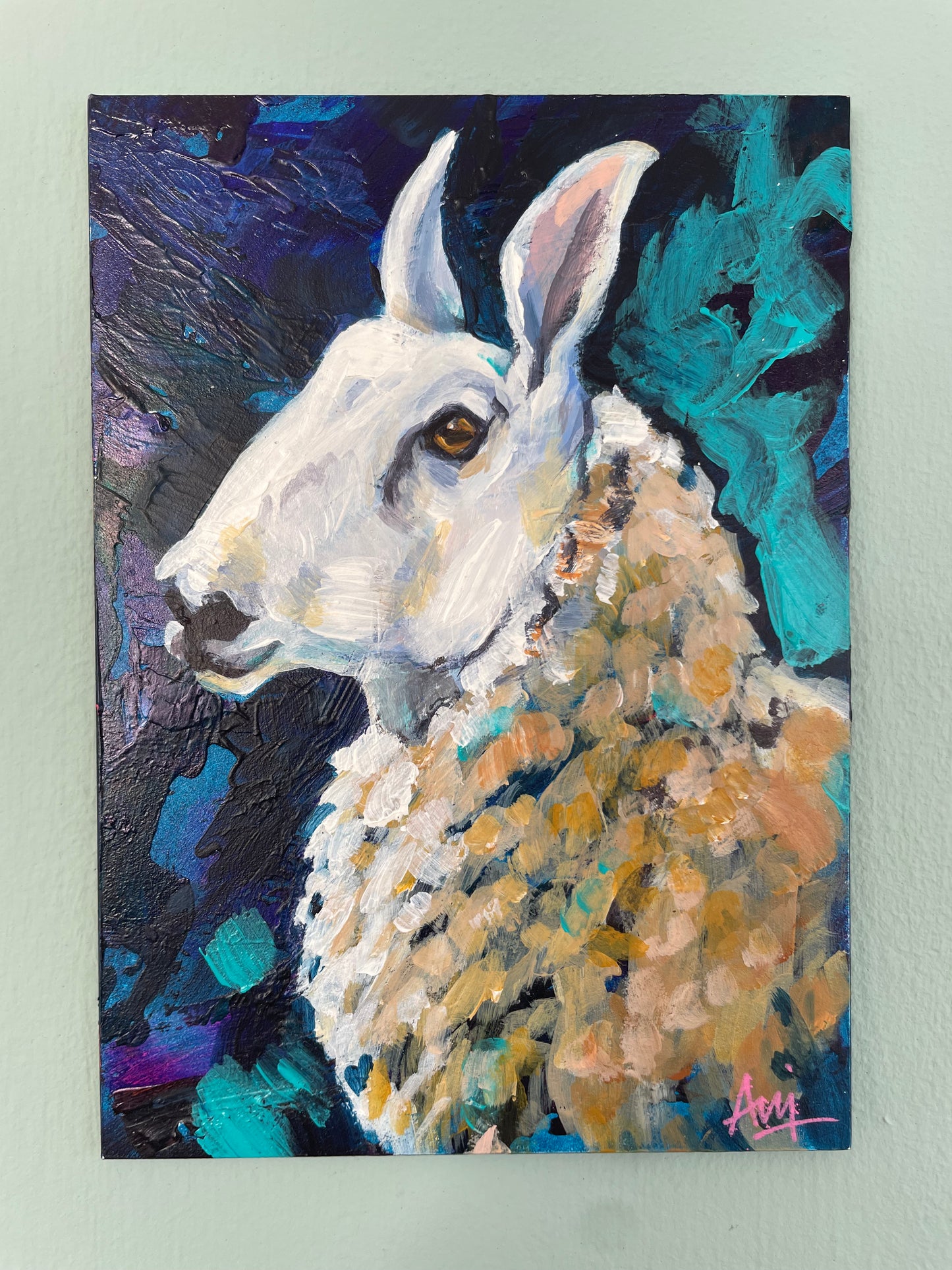 Border Leicester - Original Acrylic Sheep Painting